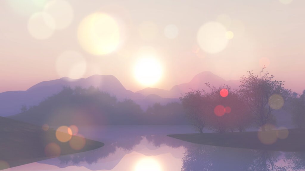 3D lake landscape with retro effect